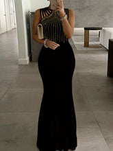 Rhinestone Bodycon Party Evening Dress, Sexy Sleeveless Solid Color Dress, Women's Clothing For Party Dressing