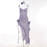 Strapless Tube Sexy Dress Midi Flora Summer Off Shoulder Split Club Women Dress Party White Black Outfits Y2k