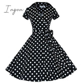Ingvn - Audrey Hepburn Summer Dress Women Polka Dot Vintage Swing Robe Rockabilly Housewife Retro 50s Pinup Dresses Vestidos