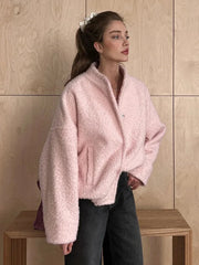 Ingvn Women's Short Fur Jacket Autumn Winter Thick Loose Casual Chic Cardigan Female Warm Fashion Solid Color Short Coat