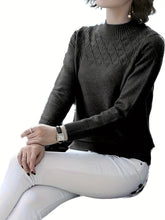 Cozy Chic Knit Sweater - Pullovers for Women with Elegant Crew Neck, Long Sleeves, and Soft Solid Colors for Fall and Winter Fashion - Perfect for Casual Daily Wear