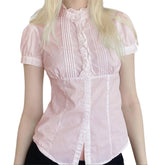 Women Shirts Elegant Short Sleeve Button Closure Solid Slim Fit Blouse Summer Y2K Tops