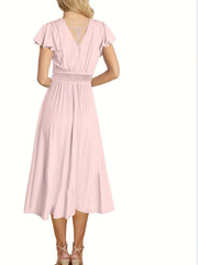 Ladies Deep V-neck Slit Elegant Formal Wedding Guest Cocktail Party Date Dance Maxi Dress