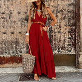 outfit ideas Women's Short-Sleeved Retro V-neck Dress Summer Tight Waist French Dress Elegant Holiday Beach Dress