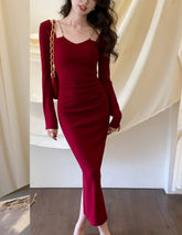 Women Sexy Bodycon Wedding Runway Party Dress Autumn Elegant Birthday Evening Prom Robe Spring Fashion Female Solid Clothing