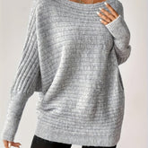 Long Sleeve Ribbed Crew Neck T-Shirt for Spring & Fall, Elegant Women's Clothing