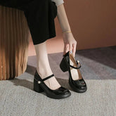 Ingvn Shoes for Woman with Medium Heels Gothic Women's Summer Footwear Japanese Style Lolita Pearl Round Toe Mary Jane Platform E