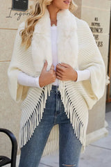 Ingvn - Elegant Solid Tassel Turndown Collar Outerwear