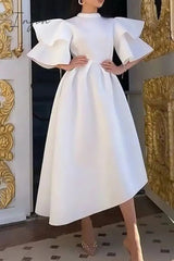 Ingvn - Casual Solid Patchwork Half A Turtleneck Irregular Dress Plus Size Dresses