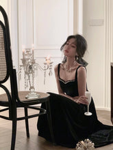 Elegant Wedding Party Black Velvet Midi Dresses for Women Autumn Square Neck Long Sleeves Evening Prom Mini Female Clothing