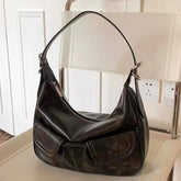INGVN 2024 New Women Vintage Underarm Bag Korean Office Lady All Match Top-Handle Bags Trendy Fashion Simple Zipper Shoulder Handbags