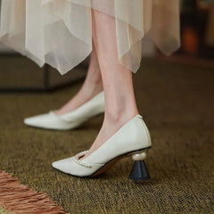 Pointed Toe White Women's Summer Footwear Shoes for Woman Pumps Pearl High Heels Black on Heeled Wedding Bride Shoe 39 Y2k
