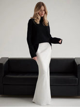 Summer Satin High Waist Long Skirt Female Slim Patchwork Fashion Elegant Streetwear Casual Solid Maxi Skirt Clothes