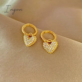Ingvn - New Heart Zircon Hoop Earrings for Women Gold Plated Stainless Steel Drop Earrings 2023 Trend Luxury Wedding Part Jewelry Gift