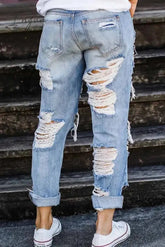 Ingvn - On-trend Ripped Straight Jeans