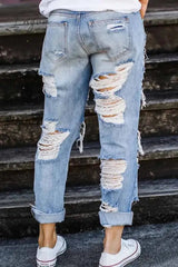 Ingvn - On-trend Ripped Straight Jeans