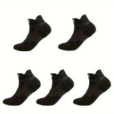 5 Pairs of Ultra-Comfortable Marathon Compression Socks - Moisture-Wicking, Breathable, and Quick-Drying for Outdoor Fitness and Sports - All-Season, Thin, and Stylish Knit Fabric Polycotton and Polyester Blend