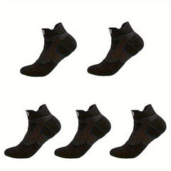 5 Pairs of Ultra-Comfortable Marathon Compression Socks - Moisture-Wicking, Breathable, and Quick-Drying for Outdoor Fitness and Sports - All-Season, Thin, and Stylish Knit Fabric Polycotton and Polyester Blend