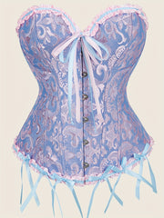 Ravishing Ruffle Strapless Corset Bustier - Sculpting Tummy Control, Lace-Up Jacquard Body Shaping, Adjustable Hooks, Comfortable Women's Lingerie & Shapewear for Hourglass Figure