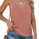 Womens V-Neck Soft Knit Sweater Vest - Loose & Cozy, Sleeveless Solid Colors for Fall Winter - Perfect Vacation Style, Trendy Layering Essential