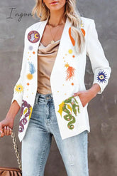 Ingvn - Casual Animal Printing Turn-back Collar Outerwear