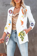 Ingvn - Casual Animal Printing Turn-back Collar Outerwear