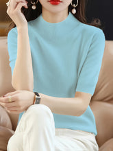 Premium Soft Knit Womens Sweater - Chic Mock Neck, Short Sleeve Pullover - Stylish & Elegant Wardrobe Staple