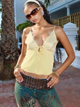 Sexy Mesh Patchwork Camisole Women Shirring Low-Neck Backless Tank Tops Hottie Street Versatile Trend Classic Outfits