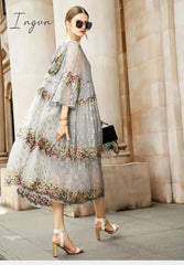 Ingvn - Trends high quality New Summer Brand Fashion Women High-end Luxury Vintage Sexy Slim Elegant Bead Embroidered Stitch Strap Lace Dress Y16