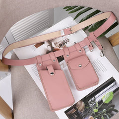 2 Piece Women's Belt Bag Luxury Designer Tactical Waist Bags Female Leather Flap Fanny Pack Shoulder Crossbody Chest Bag Purse