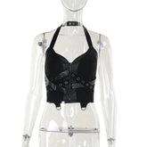 Dark Gothic Vintage Bandage Vest Women Harajuku Punk grunge halter corset camis Emo Alternative Streetwear rave outfit