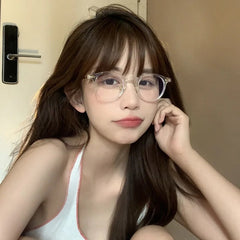 INGVN Korean Small Clear Round Glasses Frame Women Sweet Girl Ins No Makeup Plain Glasses Men Eyewear Cute Decorative Computer Glasses