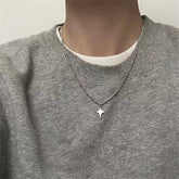 INGVN Kpop Goth Silver Color Star Pendant Chain Necklace For Women Men Egirl Y2K Cool EMO Punk Aesthetic Grunge Jewelry Gifts
