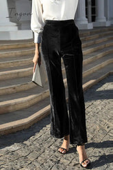 Ingvn - Elegant Solid Patchwork High Waist Speaker Solid Color Bottoms(5 Colors)