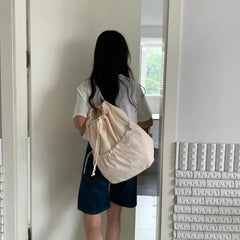 Ingvn Fashion Ruched Drawstring Backpacks for Women Aesthetic Nylon Fabric Women Backpack Light Weight Students Bag Travel Female Bag