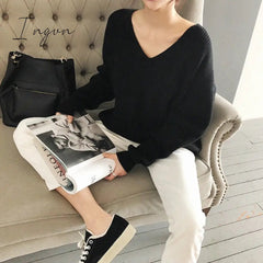Ingvn - Colorfaith Winter Spring Women's Knitwear sexy V-Neck Minimalist Tops Korean Irregular Hem Knitted Casual Sweaters SW8112