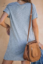 Ingvn - Casual Deep V-neck T-shirt Dress