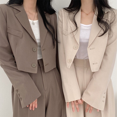 Korean Style Office Lady Blazer Sets Autumn Loose 2 Two Piece Set Women Long Sleeve Short Suit Coat + Straight Suit Pants Suits