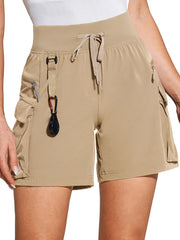 Breathable Womens Quick-Dry Cargo Shorts - Lightweight with Spacious Side Pockets for Active Outdoors