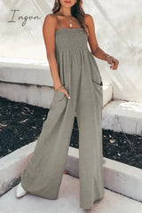 Ingvn - Fashion Living Solid Pocket Spaghetti Strap Loose Jumpsuits(5 colors)