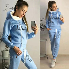 Ingvn - Two Piece Sets Casual Tracksuit Women Hooded Pullover Hoodies and Pants Suit Outfits Female Sweatshirts Autumn Spring Tracksuits
