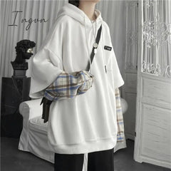 Ingvn - Fake Two Pieces Hooded Plaid Jacket