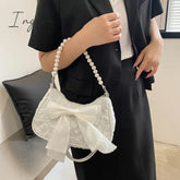 Ingvn - Pearl Female Bag Retro Luxury Designer Handbag Bow Crossbody Bags Fashion Canvas Women's 2024 Trend Shoulder bag Purses