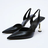 Summer New Women's High Heels Shoes WSL TRAF ZA Nude Color Pointed Fashion Miss Sandals Stiletto Black Pump Mules Female