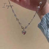 Punk Pink Love Heart Pendant Short Necklaces for Women Goth Vintage Fashion Charm Choker Necklace Y2K Jewelry 90s Gifts