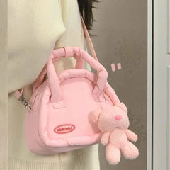 INGVN Sweet Cute Handbags for Women Fluffy Soft Clouds Casual Crossbody Bag Harajuku Style Summer New Fashion Shoulder Bag