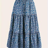 Bohemian Floral Print A-Line Skirt - Casual Vacation Style, Polyester, Non-Stretch, Hand Washable, Perfect for Spring/Summer