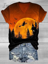 Ingvn - Women's T shirt Tee Halloween Shirt Black Yellow Pink Graphic Floral Print Short Sleeve Halloween Weekend Basic V Neck Regular Fit Floral Painting