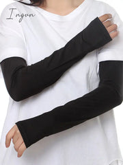 Ingvn - Ice Silk Sun Protection Simple Solid Color Sleevelet