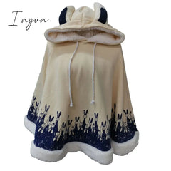 Ingvn - Lolita Cloak Harajuku Hoody Cloak Japanese Angry Cat Christmas Deer Fleece Cape Loose Pullover Batwing Sleeve Hoodie Coat